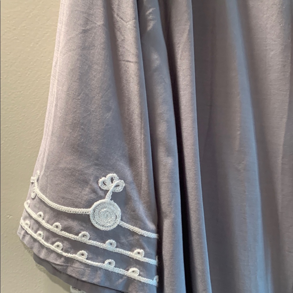 Gray boho Embroidered Tunic with Tassels S - Picture 4 of 5